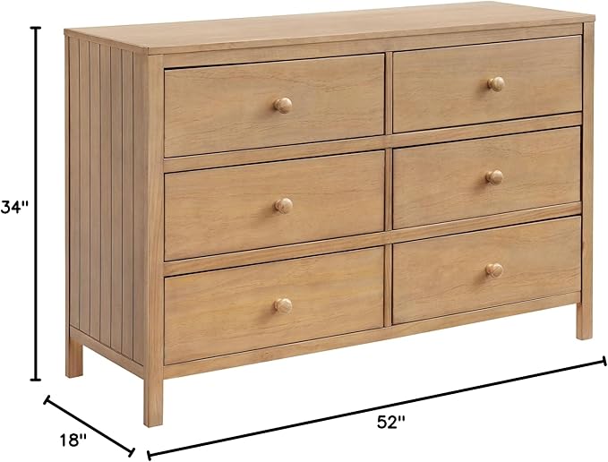 Soho Baby Everlee 6 Drawer Dresser, Honey Wood