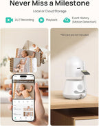 Dr.Care LumiView Smart WiFi Baby Monitor - 5" 1080P FHD & 2K Camera App Control, Privacy Mode, 5000mAh Removable Battery,Cry & Motion Alerts, HD Night Vision, RGB Night Light, Multi-User, 1279ft Range