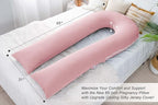 Meiz Pregnancy Pillow, Cooling Silky Pregnancy Pillows for Sleeping, 65" U Shaped Full Body Maternity Pillow for Pregnant Women, with Washable Jersey Cotton Cover, Pink