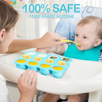 3 Pcs Baby Food Storage Container 12 Cup Silicone Baby Food Freezer Tray with Lid Stackable Reusable Silicone Baby Food Freezer Storage Tray for Food Vegetable Fruit Puree and Breast Milk (Blue)