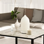 Essential Oil Diffusers,Handmade Ceramic Aromatherapy Diffuser for Room and 9 Colors Night Light for Home,Auto-Off (White)