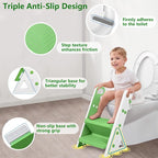 Easy Storage Potty Training Seat with Ladder, Adjustable Step and Toilet Seat Height, Easy-Grip Handles for Climbing, Foldable Portable Toddler Toilet Trainer, Perfect for Small Bathrooms