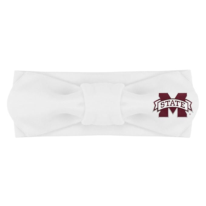 Creative Knitwear Mississippi State Bulldogs Infant Girls White Solid Hair Knot Headband Embroidered Logo - Size Newborn - 4T