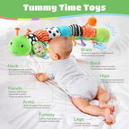 Baby Toys 6-12 Months Music Caterpillar Infant Toys Stuffed Animals 0-3-6 Months Tummy Time Teething Sensory Toys with Mirror Rattle&Pull String for Boys Girls Birthday Gifts|Green,Knot Limb