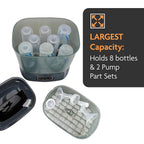 Baby Brezza Bottle Sterilizer and Dryer Advanced – 33% Faster - Largest Capacity Steam Sanitizer - Universal Sterilization Machine for All Bottles + Pump Parts - HEPA Air Filter, Charcoal