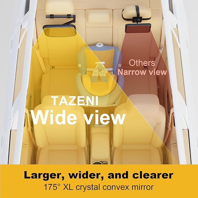 Baby Car Mirror, Stretchable 360° Caring Baby Mirror for Car Seat Rear Facing Seat Infant Shatterproof, Baby Essentials for Newborn, Crash Tested and Certified