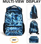 Personalized School Backpack for Kids Boys - 17 Inch Custom Ice Hockey Backpacks with Name for Kids Kindergarten Primary Senior Middle - Cool Durable Lightning Bookbag