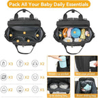 Diaper Bag Backpack with Changing Station – Large Waterproof Baby Bag for Moms & Dads, Pañaleras para Bebe, Multifunctional Diaper Backpack for Baby Girl, Travel Essentials (Black)