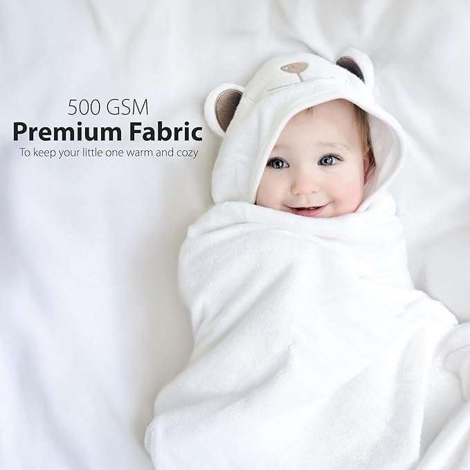 MINIBOO Hooded Baby Towels for Newborn & Toddler - Super Soft Baby Bath Towels with Hood, Highly Absorbent Viscose Made from Bamboo Hooded Towel for Boys, Girls, Newborn Essentials