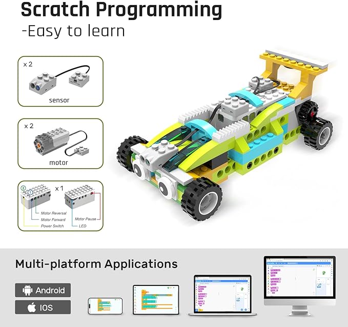 Coding Robot Kit for Kids Ages 6+, 200+ in 1 APP Control Dinosaur Robot Toy, Educational Scratch Program Robotic Kit with 47 Video Courses,Birthday Children's Day Gift for Boys Girls(600 Blocks)