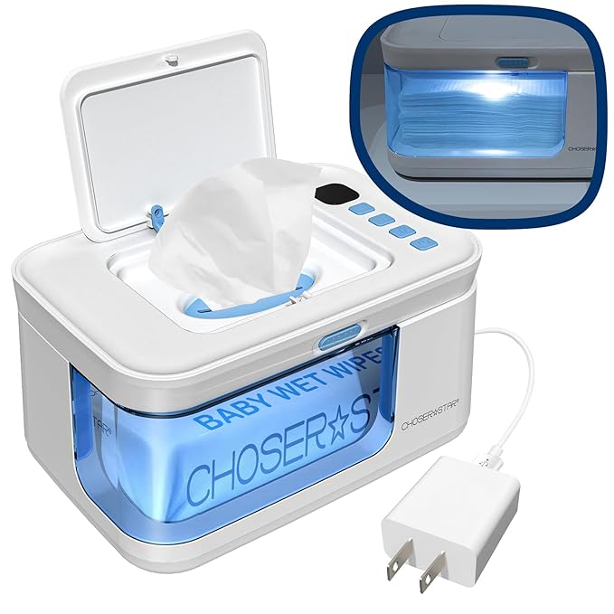 Baby Wipe Warmer and Dispenser Portable Heated Diaper Wipe Heater with Fast Heating, Larger Capacity, and Anti-Dry Out (with Charger Block)