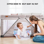 Baby Playpen Foldable, Playard for Babies and Toddlers, Portable Playpen Activity Center with 50 Balls+2 Handles for Travel, Indoor & Outdoor Play Pen with Mesh 59''x71''