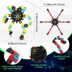 100 Pcs Funny Sensory Fidget Toy Bulk Transformable Chain Robot Finger Toys Fidget Spinners Stress Relief Fingertip Gyro Deformable Mechanical Spiral Twister Spinner Toy for Adult Kids ADHD (Glow)