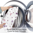 Little Grape Land New Nursing Pillow for Breastfeeding, Larger Breast Feeding Pillow and Positioner with Removable Cover for More Support, Tummy Time Bottle Feeding Support Pillow, Purple Butterfly