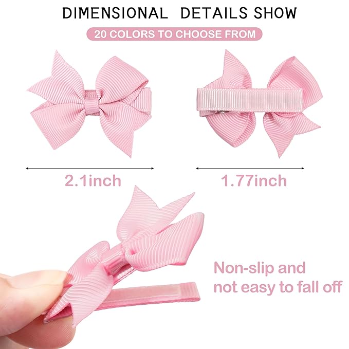 CÉLLOT Hair Clips for Girls - 20PCS Fully Lined Hair Bows Alligator Clips for Toddlers, Kids, Infants, and Babies
