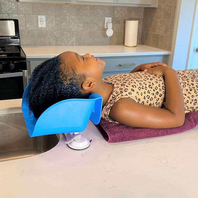 Shampoo Buddy Portable Hair Wash Basin for Children, Toddlers, Kids, Teens | Portable Shampoo Bowl for use on Bathtub or Sink (Blue)