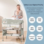 Sweeby Portable Baby Changing Table, Foldable Changing Table Dresser Changing Station for Infant, Waterproof Diaper Changing Table Pad Topper, Mobile Nursery Organizer for Newborn Essentials,Green
