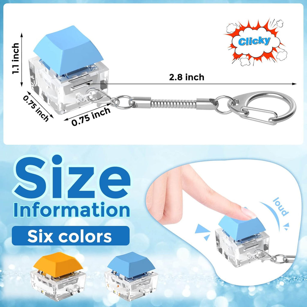 Keyboard Fidget Toys, Keyboard Fidget Keychain Keyboard Decompression Toys Keyboard Fidget Toy Button Stress Relief Gifts for Adult and Kids,Finger Clicker Toys,ADHD Toy,Cool Fidgets(Blue and Orange)