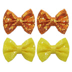 Halloween Hair Bows Clips Orange Sequin Hair Bows for Girls Halloween Alligator Clips Yellow Sparkly Glitter Cheer Barrettes Clips Hair Accessories for Little Teen Toddler Girls Kids Gifts