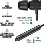 LUDOS Ultra Wired Earbuds in-Ear Headphones, 5 Years Warranty, Earphones with Microphone, Noise Isolating Ear Buds, Memory Foam for iPhone, Samsung, School Students, Kids, Women, Small Ears - Black