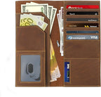 WANDERINGS Genuine Leather Passport Wallet - 4.25 x 9 - Large Leather Passport Holder for Travel - Folding Leather Travel Wallet Case with RFID Blocking, Travel Organizer for Men and Women