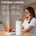 22oz Breast Milk Cooler for Work and Travel, 24 Hours All-Day Cooling, Large Capacity Portable Breastmilk Chiller with 2pcs Breastmilk Storage Bottle, Baby Feeding Essentials