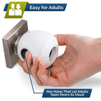 Door Knob Safety Cover for Kids (6 Pack) Hard-to-Remove Dual-Lock Door Handle Covers for Kids - Reusable Baby Proof Door Knob Locks - Installs Easily, No Tools Needed (White)