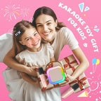 【2025 Newest】 Mini Karaoke Machine for Kids Girls & Boys - Portable Bluetooth Speaker with 2 Wireless Microphones - Kids Birthday Gifts for Ages 4-10 - Kids' Instrument Accessories - Rose Gold