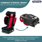 Peg Perego Viaggio Flex 120 Booster, 4D Total Adjust for Safety & Comfort, No Armrests, Compact Fold for Travel, 40-120 lbs, Made in Italy, Monza (Black & Red)