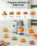 Bear Baby Food Maker with Two Layer Steam Baskets, Multifunction Baby Food Processor Steamer Puree Blender, Baby Food Mill with Bottle Warming Sterili-zing Auto Cleaning Function, BPA-Free, White