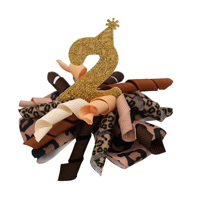 Birthday Hair Bow for Baby Girls 1 2 3 4 5 6 Years Sprinkle Decorations Party Hair Accessories for Two 2nd Birthday Leopard Print