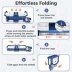 Collapsible Baby Bathtub for Newborn, Foldable Baby Bath Tub with Thermometer & Soft Floating Cushion & Drain Hole, Portable Travel Infant Bath Tubs for Newborns to Toddlers 0-36 Months Boy,NavyBlue