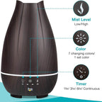 HealthSmart Essential Oil Diffuser, Cool Mist Humidifier and Aromatherapy Diffuser with 500ML Tank Ideal for Large Rooms, Adjustable Timer, Mist Mode and 7 LED Light Colors, Brown