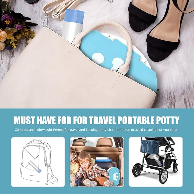VISATOR Portable Travel Potty Chair Liners Bags Universal with Drawstring, 90 PCS (18 * 20INCH) (White)