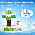 3 otters 12PCS Magnetic Building Blocks, STEM Toys Travel Magnetic Tiles for Kids with Storage Box for Boys Girls Birthday Party Gift (Winter)