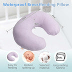 LAT Waterproof Nursing Pillow for Breastfeeding,Waterproof Removable Cover,Ergonomic Breast Feeding Pillows Baby for Baby Boys and Girls,Machine Washable(Pink)