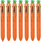 10 pieces Carrot-Shaped 6-Color Retractable Ballpoint Pens, Cute Vegetable Design Multicolor Writing Pens for School, Office, Note-Taking, Journaling (Assorted Colors)