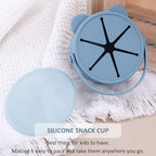 Snack Cups for Toddlers, Baby Snack Containers, Silicone Toddler Snack Cups No Spill, Food Catcher with Lid & Bucket-like Handle, BPA Free & Dishwasher Safe, 9 Ounce Smoke Blue