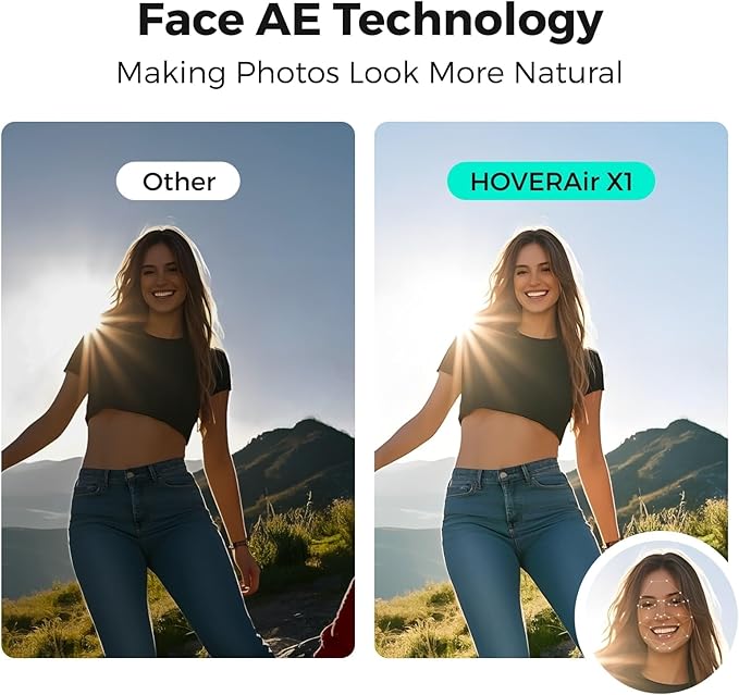 X1 Drone with Camera, Self-Flying Camera Drone with Follow Me Mode, Foldable Mini Drone with HDR Video Capture, Palm Takeoff, Intelligent Flight Paths, Hands-Free Control Black (Combo Plus)