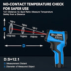 Infrared Thermometer Temperature Gun - TEMIRUP Non-Contact Digital Laser Thermometer Temp Gun with Thermocouple Probe for Industrial, Cooking, Griddle, Engine, HVAC, Adjustable Emissivity,-40℉~1202℉