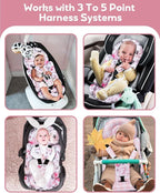 Infant Car Seat Insert, Enlarged Head Support for Baby Carseat, Reversible Newborn Insert with 3 Strap Covers, 2-in-1 Baby Car Seat Cushion for Stroller, Swing, Bouncer, Rocker - Pink Floral