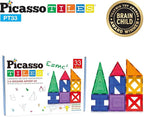 PicassoTiles Educational Set Magnetic Building Tiles with Unique Shapes & Clear Box Tile 3D Magnet Construction Block Different Shapes Connects with Other Figure for Boys & Girls Ages 3+