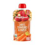 Happy Baby Organics Clearly Crafted Stage 2 Baby Food Carrots, Strawberries & Chickpeas, 4 Ounce Pouch (Pack of 16)