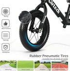 12" Balance Bike for 2, 3, 4, 5 Year Old Boys and Girls, Lightweight Nylon Frame Toddler Training Bike No Pedal Bikes for Kids with Adjustable Seat and Air Tires