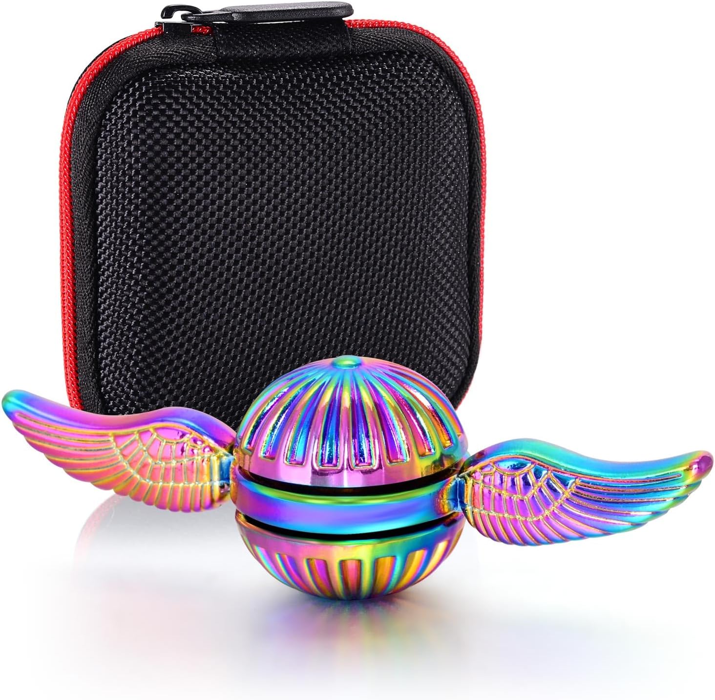 Solid Metal Sphere Fidget Spinner Iridescent Sensory Hand Finger Spinning Toy ADD ADHD Stress Relief Anxiety Relieves Reducer for Kids and Adults.