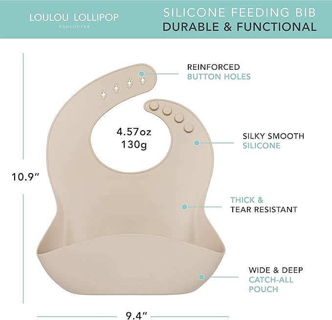 Loulou Lollipop Soft, Waterproof Silicone Feeding Bib