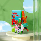 Baby Soft Cloth Crinkle Books Early Education Interactive Stroller Car Seat Sensory Toys with Tails Newborn Development Gifts for 0-6 Months Infants Toddler Baby Boys Girls(Jungle & Farm)