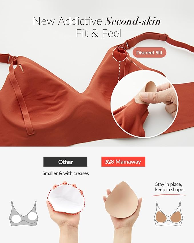 Mamaway Silky Seamless Nursing Maternity No Show Wireless Bra, Smooth, Cooling, Lightweight for Breastfeeding, Pregnancy