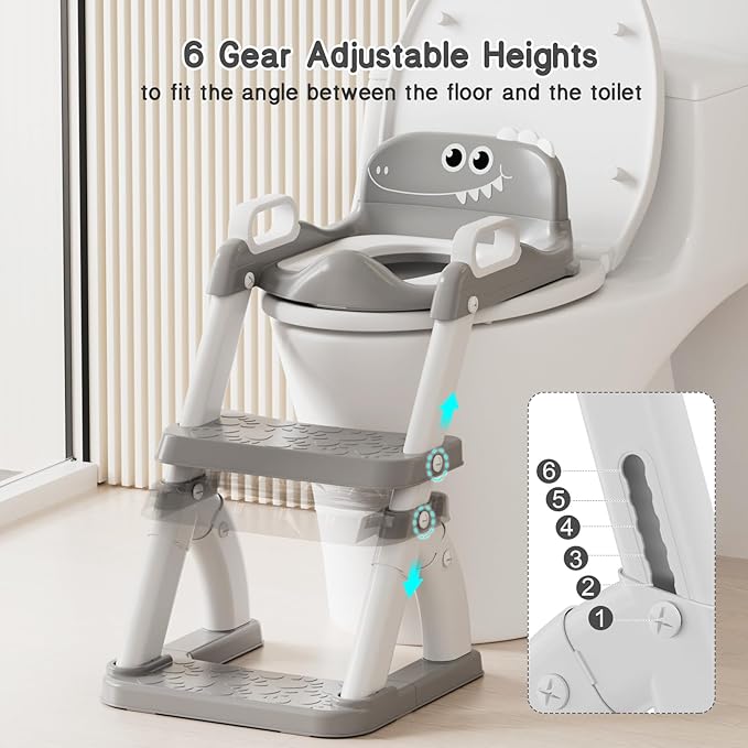 Potty Training Seat, Toddler Toilet Seat for Kids Boys Girls, 2 in 1 Potty Training Toilet for Kids, Splash Guard Anti-Slip Pad Step Stool, Adjust High Potty Chair for Toddler Kid Boys Girls