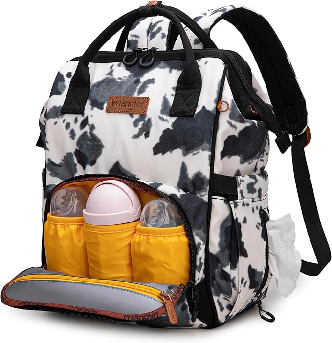 Wrangler Diaper Bag Backpacks Western Backpack Purses Multi-function Baby Bags for Mom with Waterproof Changing Pad & Pacifier Case